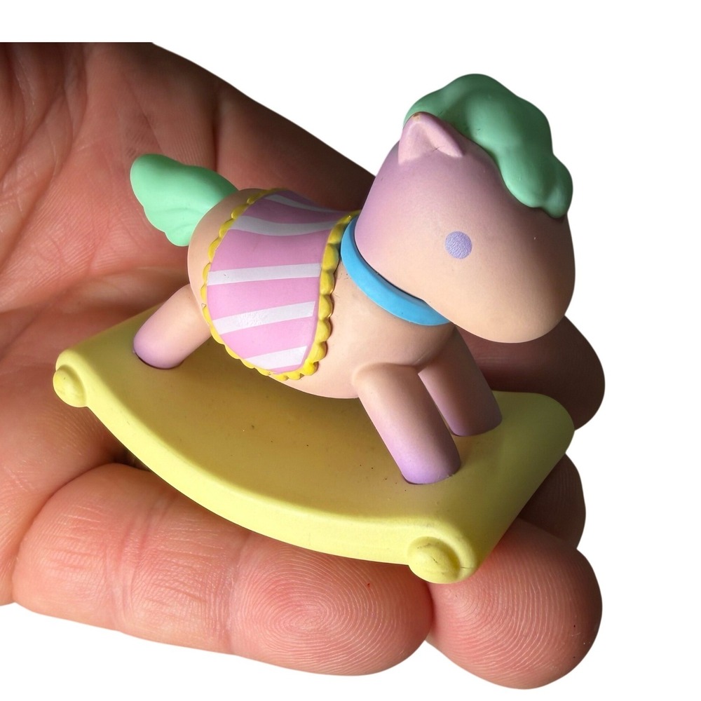 Pastel Rocking Horse‎ Figurine Pink Mint Yellow Kawaii Nursery Decor Miniature